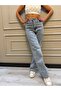 Hary 90's Snow Blue Lycra Super High Waist Wide Leg Loose Jeans Palazzo Pants - 4