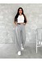 Women's Palazzo Fabric Trousers - Side Belt |   With Pocket |   Black & Gray |   S-Xl - 5