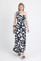Black-Beige One Shoulder Patterned Maxi Dress 231660