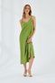 4252 Women's Rope Strap V-Neck Dress Pistachio Green - 3