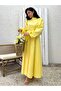 Hijab Yellow Big Bow Poplin Flared Dress