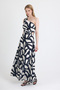 Black-Beige One Shoulder Patterned Maxi Dress 231660 - 6