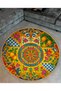Mosso Multicolor Flowers and Lemon Detailed Woven Base Round Rug Mosso80 - 2