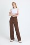 Brown Wide Leg Draped Wrinkle Fabric Trousers 326 - 3