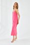 4252 Women's Rope Strap V-Neck Dress Fuchsia - 2