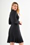 Collar Detailed Waist Belted Flounced Dress - 5