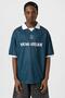 Oversize Polo Neck Jersey T-Shirt Nefti̇/Indigo - 5