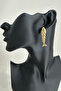 Gold Color Red Eye Detail Metal Fish Dangle Earrings (4cm) - 2