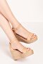 Women's Genuine Leather Wedge Heel Platform Sandals Ell.7216 Cappuccino - 3