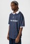 Oversize Polo Neck Jersey T-Shirt Brown/Indigo - 6