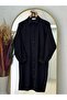 Miresia Lace-Up Long Modal Shirt-Pe261 Black - 2