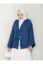 Women's Hijab Linen Tie Front 2 Lace Modern Stylish Skirt Top Petrol Blue Kimono Shirt - 5