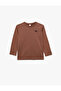 Dinosaur Embroidery Long Sleeve Crew Neck Cotton T-Shirt