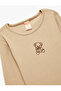 Teddy Bear Embroidered Long Sleeve Crew Neck Cotton T-Shirt - 3