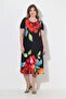 Women's Plus Size Black, Floral Print, A-Line Crew Neck Dress 65N39005 - 3