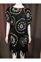 Black Coral Patterned Tassel Pareo Beach Dress – Light Beach Dress over Swimsuit - 2