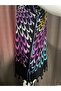 Black Beach Pareo with Colorful Pattern – Cotton Tassel Swimsuit Top Dress - 2