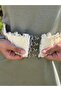 Lace Elastic Design Ecru Women's Belt 75 cm - 5