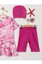 Girl's Crew Neck Skirted Swimsuit and Leggings Bonnet Included. - 3