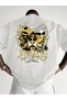 Cool Bee Characters and Graffiti Detailed Oversize White T-Shirt – Unisex Streetwear