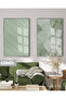 Amazing | Green Color Abstract-Eucalyptus Modern Combination | Framed Glass Table 2 Pieces Vertical