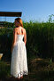 Lunella Women's Midi White Brode Lace Strapless Dress - 5