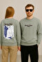 Lenithra Attack on Titan Back Printed Unisex Oversize Gray Sweatshirt
