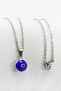 Rahmi Blue Evil Eye Beaded Bijoux Necklace with Frame (Steel Chain 60 cm), Silver Color