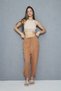 Women's Camel Color Italy Model Pocket Detailed Four Seasons Wearable Muslin Fabric Espp-39 - 4