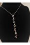 Y Model Silver Color Zircon Stone Stainless Steel Low-Cut Necklace