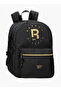 Logo Print School Backpack with Adjustable Straps and Zip Closure - 38x19x43 cm