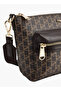 Women Monogram Print Crossbody Bag with Detachable Strap and Zip Closure - W 16 x H 20.5 x D 8 cm - 4