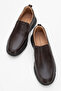 Men's Thick Sole Laceless Comfort Shoes Real Leather Cr 2676 Brown - 5