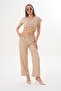 Women's Buttoned Crop Trousers Two-Piece Set 260012