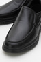 Men's Thick Sole Laceless Comfort Shoes Real Leather Cr 2676 Black - 3