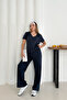 Women's Anthracite Modal Fabric V-Neck Basic Tracksuit Set - 2