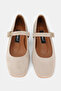 Women Beige Suede Khaki Natural Leather 35-41 Number Buckle Straped Ballet Flat - 3