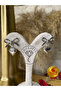Women's Silver Color Bow and Heart Model Earrings – Romantic and Elegant Touch - 2