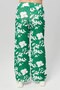 Plus Size Floral Patterned Elastic Waist Pocket Wide Leg Relaxed Cut Long Length Trousers-Green - 5
