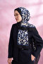 Multi Leopard Patterned Imported Voile Shawl - Navy Blue
