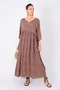 Bohemian Women's Crispy Floral Pattern Loose Fit Mother's Authentic Brown Dress - 7