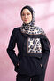 Multi Leopard Patterned Imported Voile Shawl - Navy Blue-Mink - 3