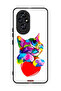 غطاء حماية لهاتف Honor 200 5G بتصميم قطة ملونة