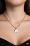 Brass Gold Color Ball Chain 3D Star Model Star Detail Vip Women's Necklace
