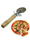 Wooden Handle Stainless Steel Pizza Cutter Round Blade Slicing Tool 20 cm - 4