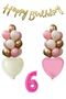 6 Year Old Pink Girl Birthday Concept 16Inch Pink Number Happy Birthday Banner Set