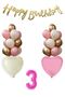 3 Year Old Pink Girl Birthday Concept 16Inch Pink Number Happy Birthday Banner Set