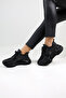 Women's Black Daily Sneakers, High Sole - With Color Options - 7