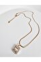 Steel Baguette Gold Necklace 47 cm - 2