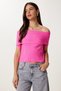 Women's Dark Pink Carmen Collar Knitwear Blouse Mu00016 - 2
